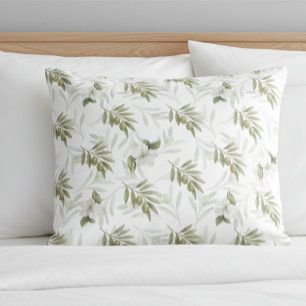 Housse D'oreillers Chic Aquarelle Olive Sage Intemporel