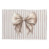 Housse D'oreillers Chic Beige Bow Vertical Stripes Accent Pillowcase (Dos)