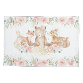 Housse D'oreillers Chic Bois Animaux Blush Floral Nouveau bébé fille (Dos)