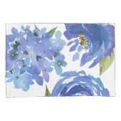 Housse D'oreillers Chic Girl Blue Floral Peonies Hydrangeas (devant-Droit)