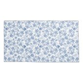 Housse D'oreillers Chic Indigo bleu sur blanc ethnique floral imprimé (Dos-gauche)