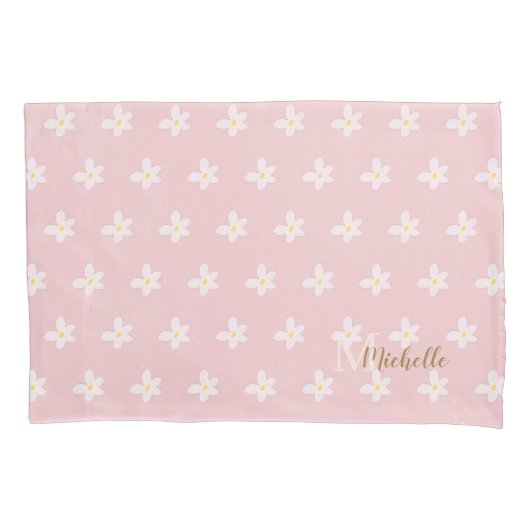 Housse D'oreillers Chic Rose Farmhouse Douceur Daisées Tendance Monog (devant)