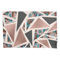 Chic rose Gold Copper Teal Black Floral Geometric