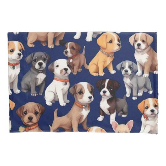 Housse D'oreillers Chien Chien Chien bleu de la marine Design Motif (devant)