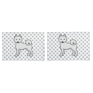 Housse D'oreillers Chien de dessin animé mignon Klee Kai blanc d'Alas