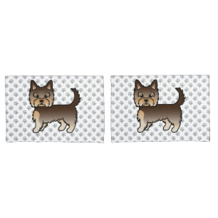 Housse D'oreillers Chien de dessin animé Yorkshire Terrier au chocola