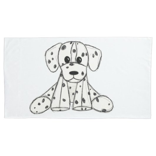 Housse D'oreillers Chien en dalmate dessin simple noir (devant-gauche)