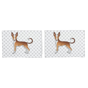 Housse D'oreillers Chien Ibizan Hound à poil lisse rouge et blanc et