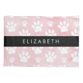 Housse D'oreillers Chien Paws, White Paws, Aquarelles roses, Votre No (Dos)