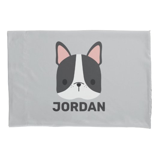 Housse D'oreillers Chien-taureau français mignon avec nom personnalis (devant)