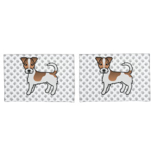 Housse D'oreillers Chien Terrier Jack Russell à poil dur blanc et fau
