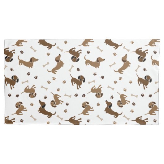 Housse D'oreillers Chiens de Dachshund et os mignons Doxies (devant-gauche)