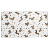 Housse D'oreillers Chiens de Dachshund et os mignons Doxies (devant-Droit)