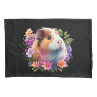 Housse D'oreillers Chiens de Guinée et fleurs design