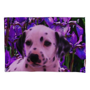 Housse D'oreillers Chiot dalmate Iris Fleurs de Chien Art