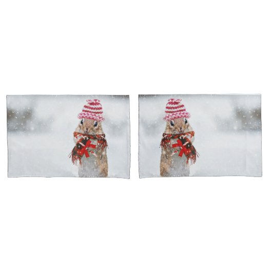 Housse D'oreillers Chipmunk de Noël (devant-Set)