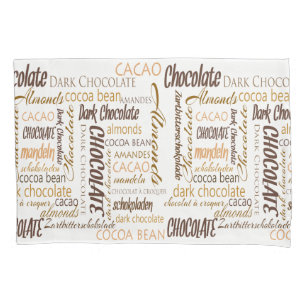 Housse D'oreillers Chocolat, amandes et nuage noir de mot chocolat