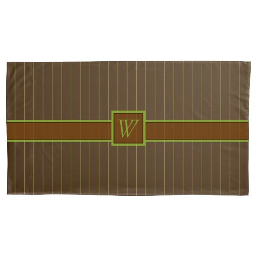Housse D'oreillers Chocolat avec Lime Pinstripes Coussin Coque (devant)
