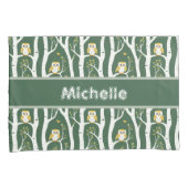 Housse D'oreillers Chouette lunaire et Motif de bouleau (devant-Droit)