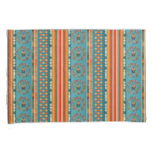 Housse D'oreillers Chouette rayée rouge orange Turquoise de Bohème et (devant-Droit)