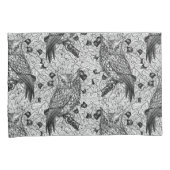 Housse D'oreillers Chouettes dans le chêne, noir et blanc (devant-Droit)