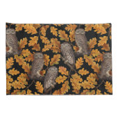 Housse D'oreillers Chouettes d'automne sur noir (Dos-Droit)