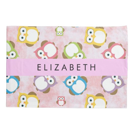 Housse D'oreillers Chouettes mignonnes, Chouette Motif, Chouettes col (Dos)