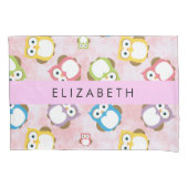 Housse D'oreillers Chouettes mignonnes, Chouette Motif, Chouettes col (devant)