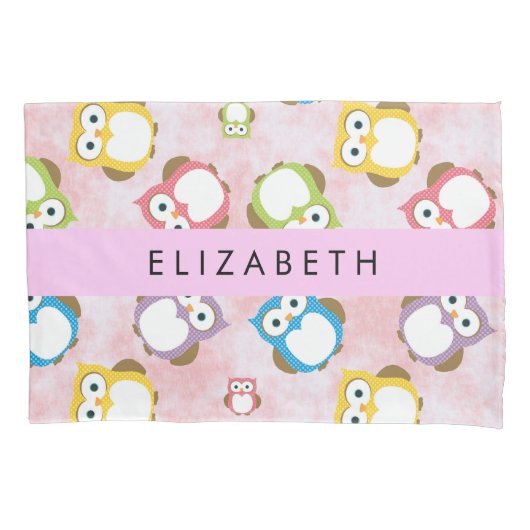 Housse D'oreillers Chouettes mignonnes, Chouette Motif, Chouettes col (devant)