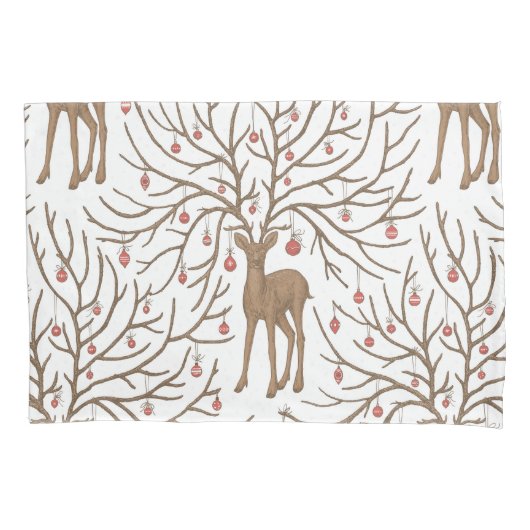 Housse D'oreillers Christmas deer on white (devant-gauche)