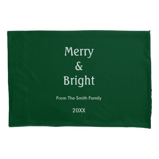 Housse D'oreillers Christmas Merry And Bright Hunter Green Gift Decor (devant)