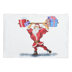 Housse D'oreillers Christmas Pillow Case Bodybuilder Santa with Gifts