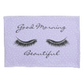 Housse D'oreillers Citation Inspirante avec cils noirs (devant-gauche)