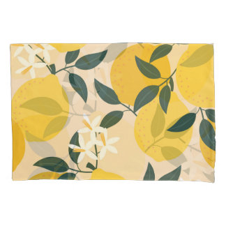 Housse D'oreillers Citron vintage : Texture de Fruit sans soudure.