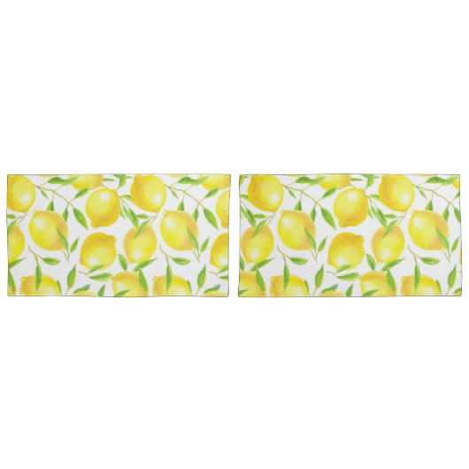 Housse D'oreillers Citrons et motif feuille (devant-Set)