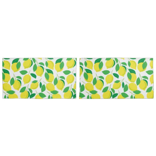 Housse D'oreillers Citrons et motifs feuille (devant-Set)