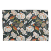 Housse D'oreillers Citrouille continu motif floral noir et blanc (devant-gauche)