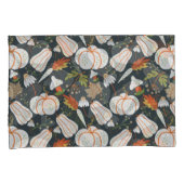 Housse D'oreillers Citrouille continu motif floral noir et blanc (devant-Droit)
