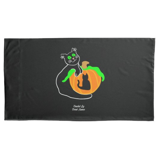 Housse D'oreillers Citrouille de chat noir King Size Pillowcase (devant)