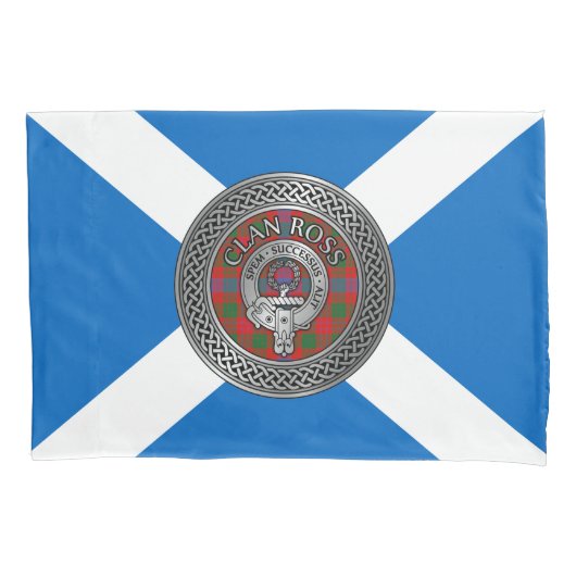 Housse D'oreillers Clan Ross Crest & Tartan Knot (devant)