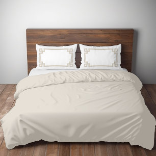 Housse D'oreillers Clé de bordure beige clair et grecque blanche