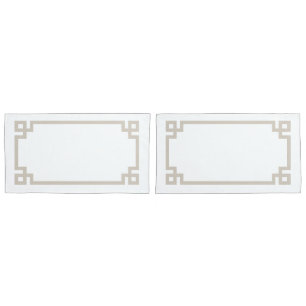 Housse D'oreillers Clé grecque beige clair taille King
