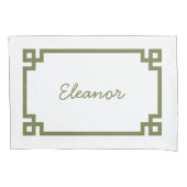 Housse D'oreillers Clé grecque vert olive Monogramme Standard (devant)