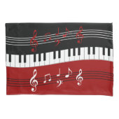 Housse D'oreillers Clés et notes blanches noires rouges élégantes de (devant-gauche)