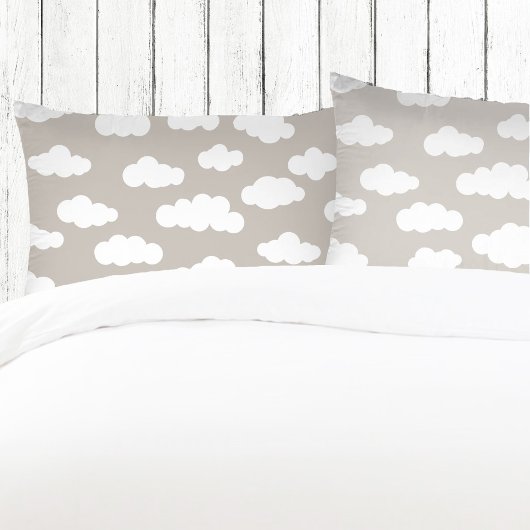 Housse D'oreillers Clouages Pastel Blanc Et Gris Esthétique