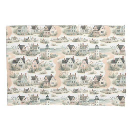 Housse D'oreillers Coastal Cottage Lighthouse Pattern (devant-gauche)