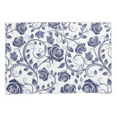 Housse D'oreillers Cobalt Blue Roses Pillowcase (devant-Droit)