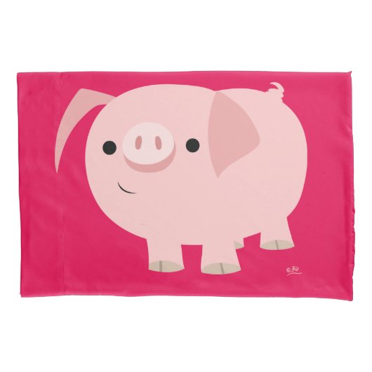 Housse D'oreillers Cochon de dessin mignon (devant)