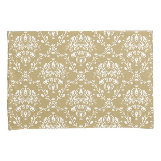 Housse D'oreillers Cocoa and Cream Damask (devant-Droit)
