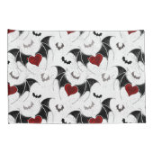 Housse D'oreillers Coeur d'Halloween avec ailes de chauve-souris noir (Dos-Droit)